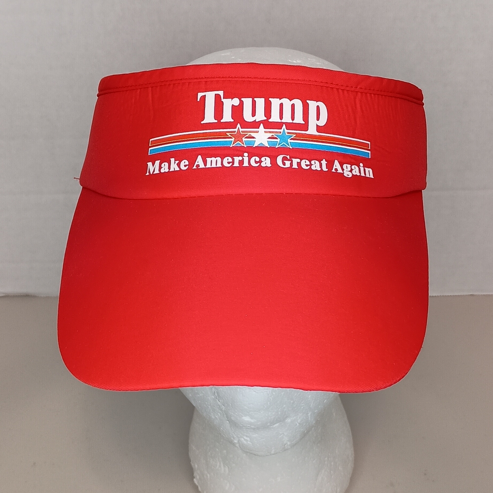Trump MAGA Make America Great Again Visor Long Bill Red Hook & Loop Adjust OSFA